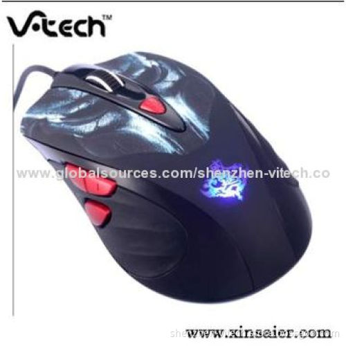 Comfortable USB Optical Mouse with 2,800cpi Adjustable Speed, Rubber Handle Groove